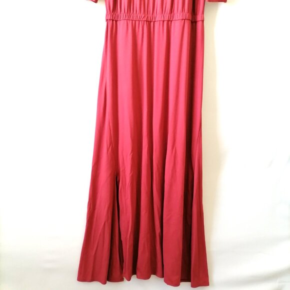 Soft Surroundings Pink Open Drape Back Side Slit Maxi Dress Size Tall L - Picture 3 of 7